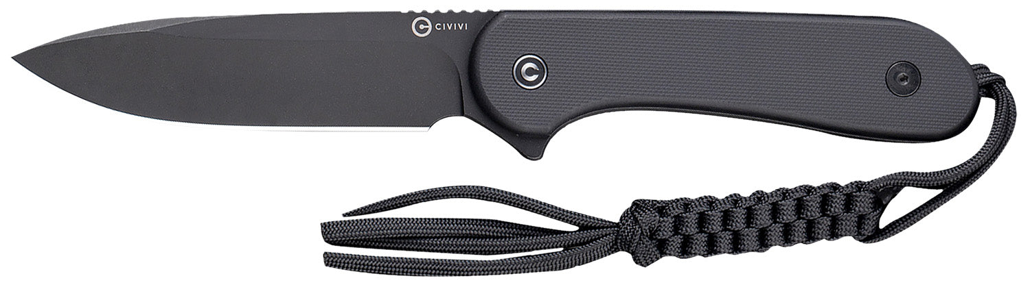 Civivi Elementum Fixed Knife 3.98" Black Stonewashed D2 Steel Blade, Black G10 Handle