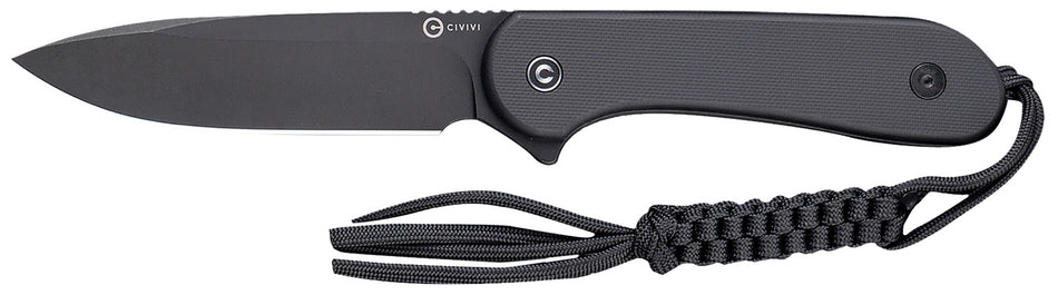 Civivi Elementum Fixed Knife 3.98" Black Stonewashed D2 Steel Blade, Black G10 Handle