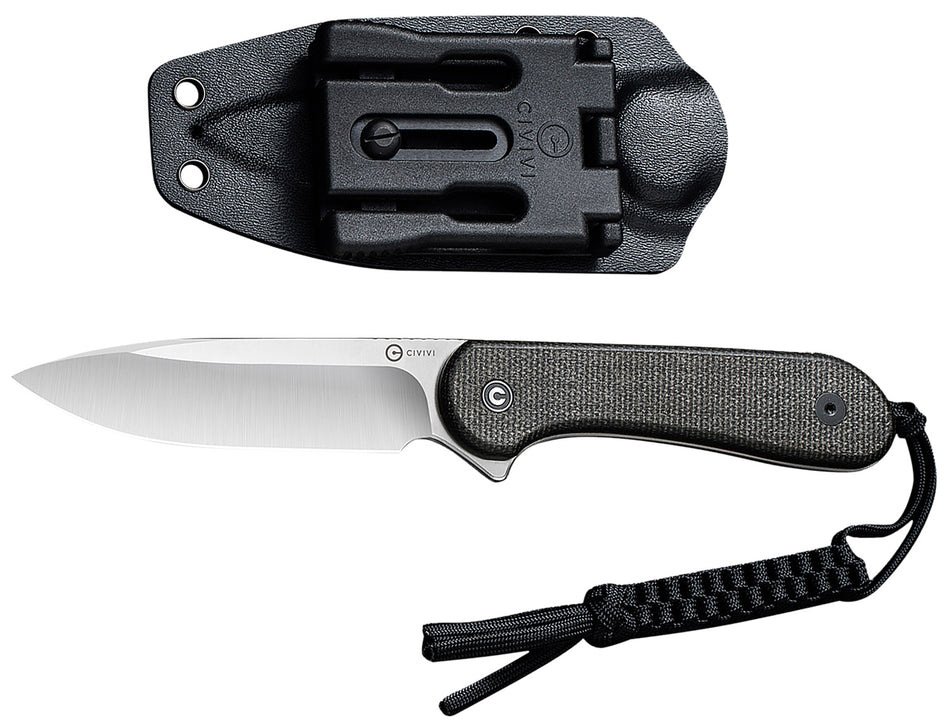 Civivi Elementum Fixed Knife 3.98" Satin D2 Steel Blade, Dark Green Micarta Handle