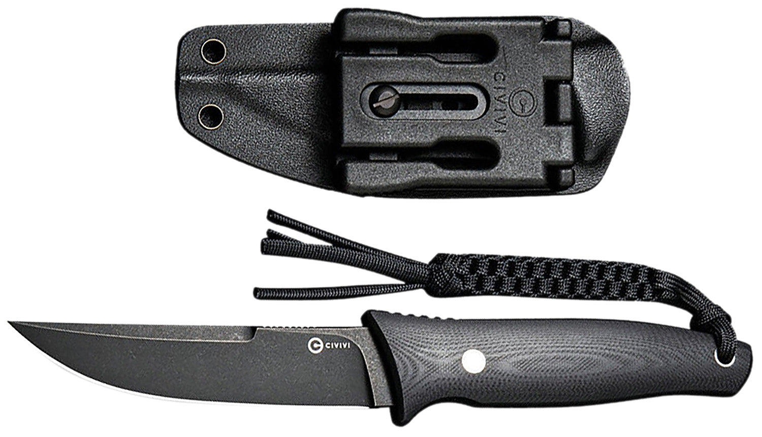 Civivi C19046-3 Tamashii Fixed Knife 4.07" D2 Steel Black Stonewashed Blade Black Textured G10 Handle Kydex Sheath