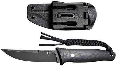 Civivi C19046-3 Tamashii Fixed Knife 4.07" D2 Steel Black Stonewashed Blade Black Textured G10 Handle Kydex Sheath