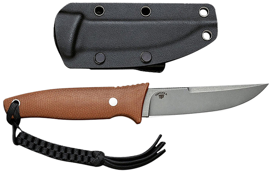 Civivi C19046-5 Tamashii Fixed Knife 4.07" D2 Steel Gray Stonewashed Blade Brown Textured Micarta Handle Kydex Sheath