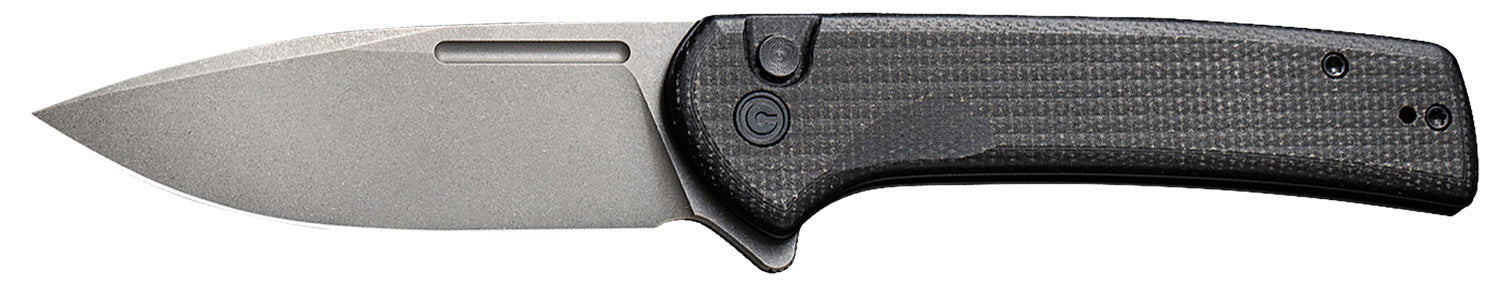 Civivi C21006-1 Conspirator Folding Knife 3.48" Nitro-V Steel Gray Stonewashed Blade Black Micarta Handle Button Lock