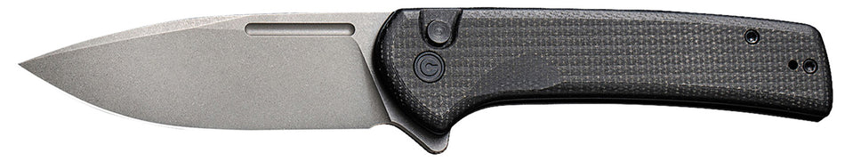 Civivi C21006-1 Conspirator Folding Knife 3.48" Nitro-V Steel Gray Stonewashed Blade Black Micarta Handle Button Lock