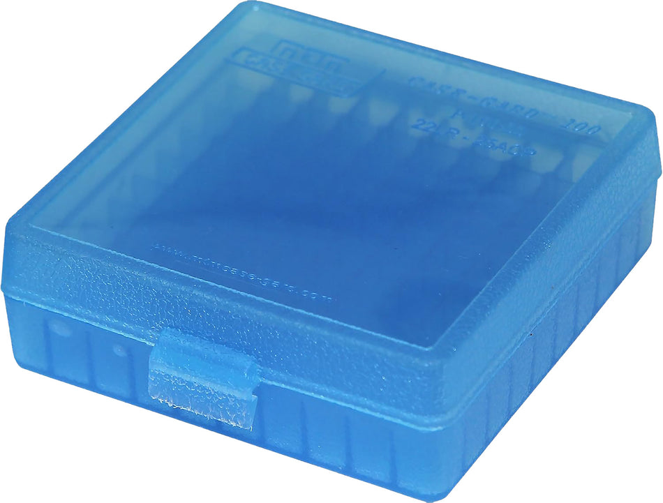 MTM Case-Gard P1002224 P-100 Blue 100rd Flip-Top Ammo Box 22 Long Rifle