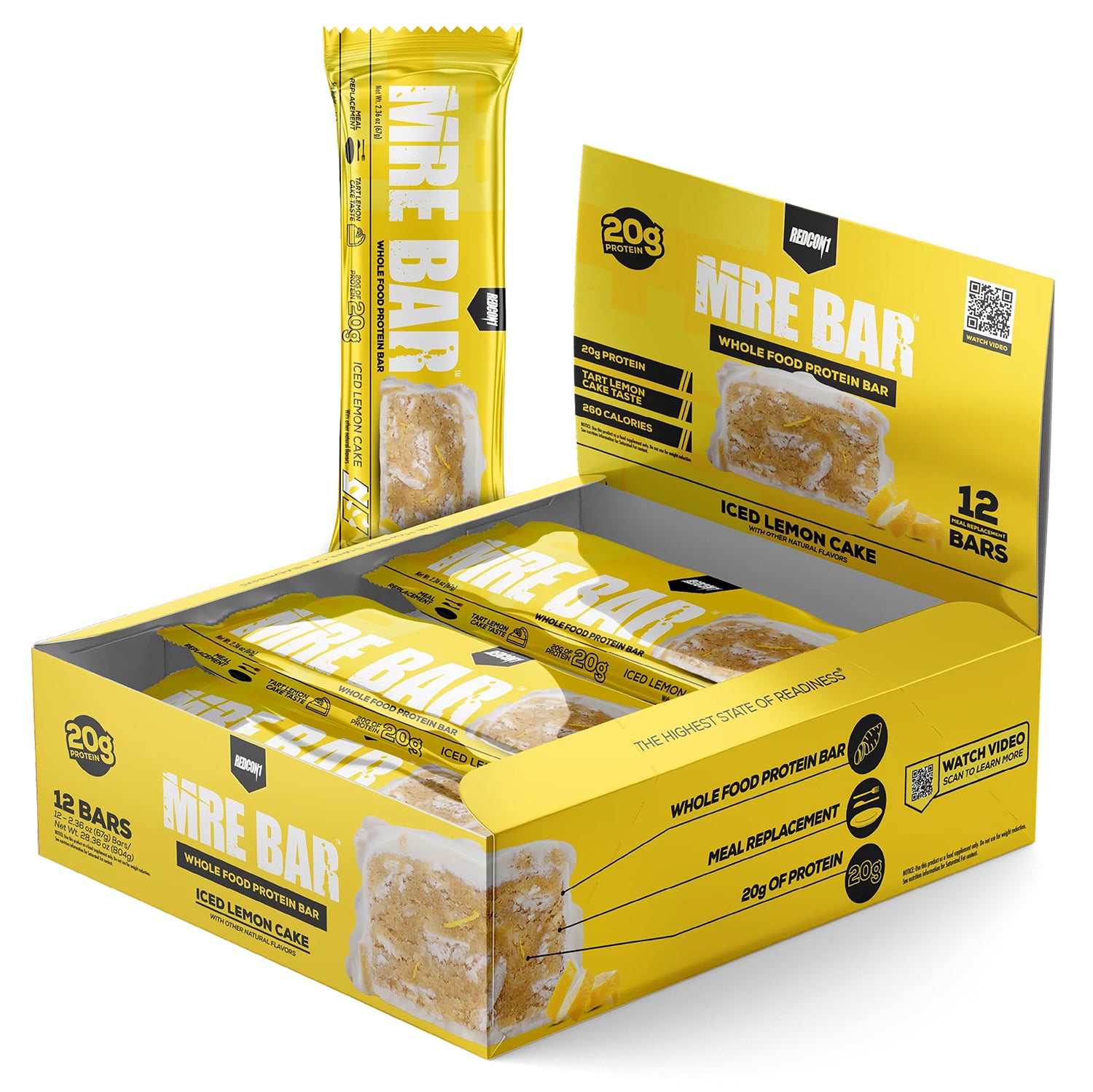 Redcon1 MRE Whole Food Protein Bar Iced Lemon Cake 12-Pack