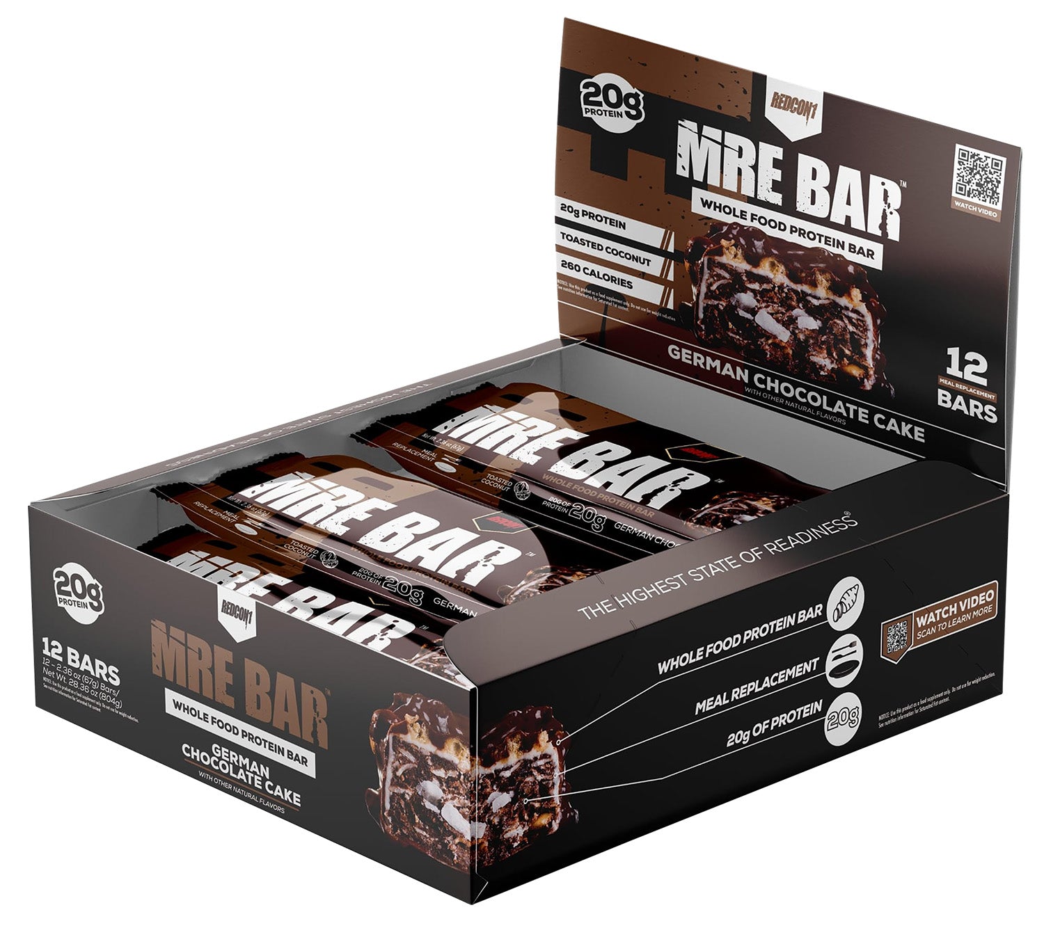 Redcon1 MRE Whole Food Protein Bar German Chocolate Cake 12-Pack