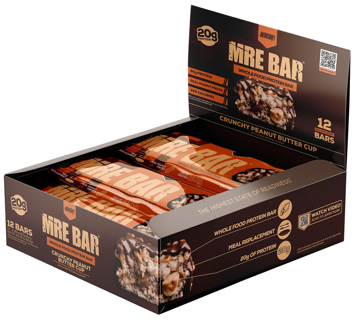 Redcon1 MRE Whole Food Protein Bar Crunchy Peanut Butter Cup 12-Pack