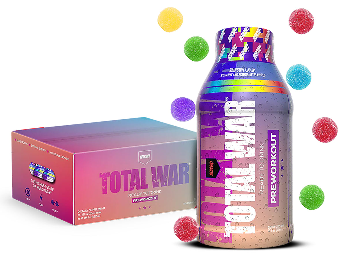 Redcon1 Total War RTD Pre-Workout Drink Rainbow Candy 12-Pack
