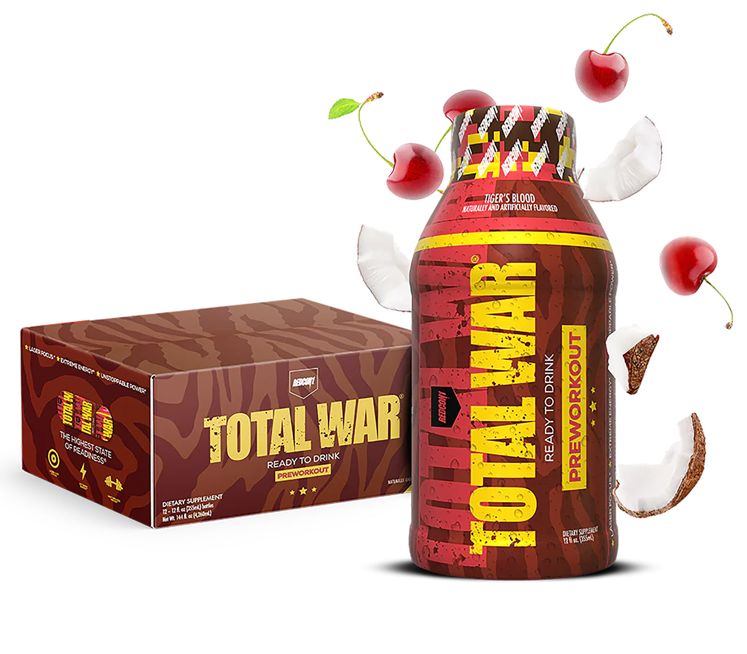 Redcon1 Total War Ready-to-Drink Pre-Workout Tigers Blood 12-Pack