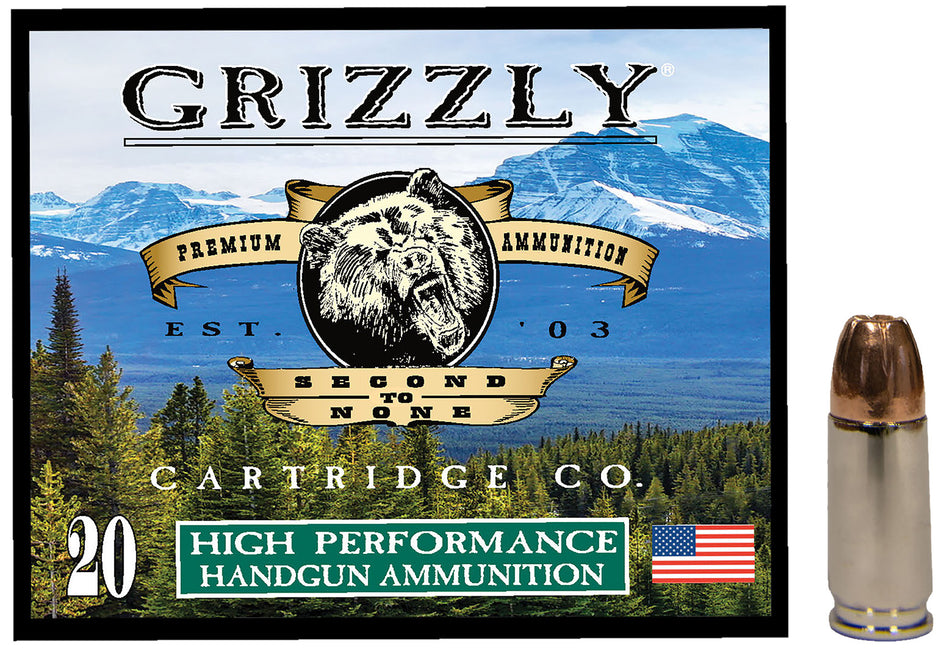 Grizzly Cartridge 9mm Luger / Parabellum Handgun Ammo Hollow Point Jacketed Hollow Point JHP 124 grain 