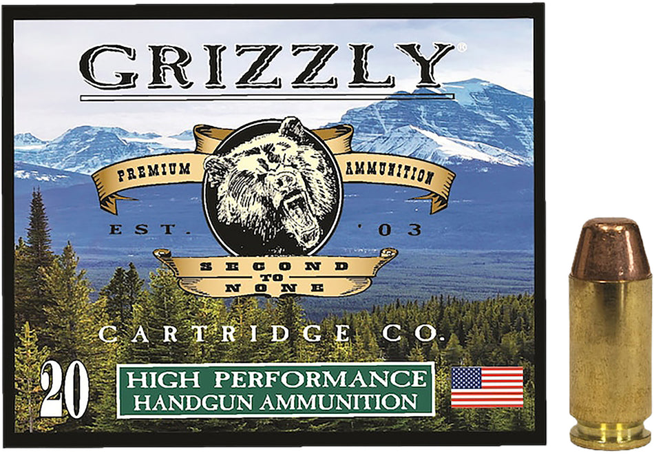 Grizzly Cartridge .40 S&W Handgun Ammo  Full Metal Jacket Flat Point FMJ 200 grain 