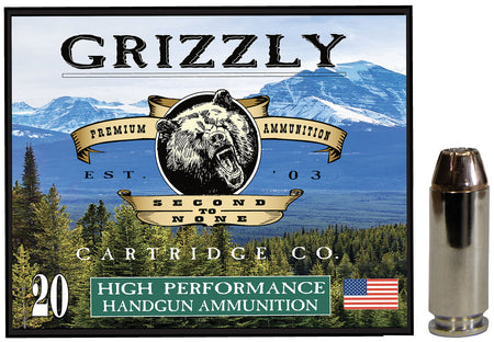 Grizzly Cartridge 10mm Auto Handgun Ammo  Jacketed Hollow Point JHP 180 grain 