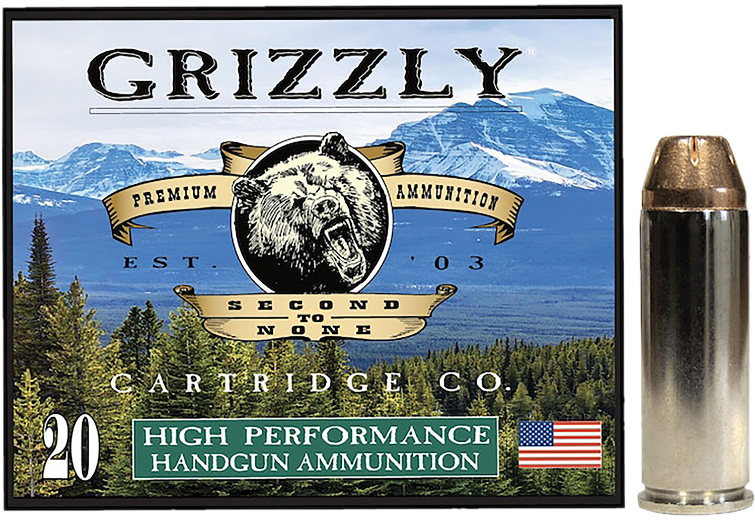 Grizzly Cartridge .45 Long Colt Handgun Ammo  Jacketed Hollow Point JHP 225 grain 
