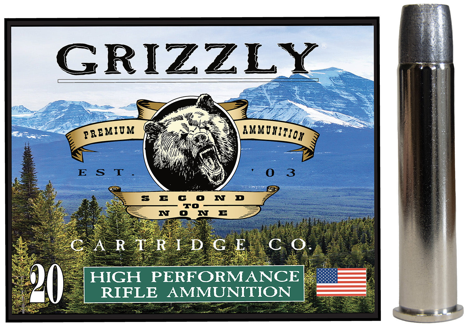 Grizzly Cartridge .45-70 Government Rifle Ammo  Long Wide Nose Gas Check Solid 405 grain 