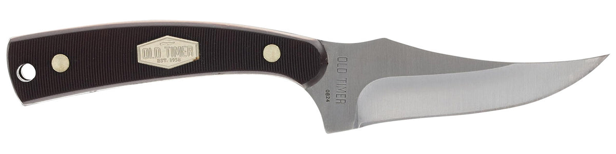 Old Timer 1227067 Sharpfinger Folding/Fixed Blade Combo Satin Stainless Steel with Brown Brass Sawcut Handle