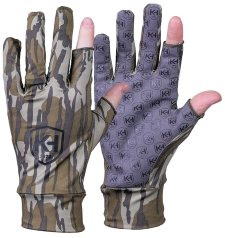 Moultrie Run N Gun Fingertipless Gloves Mossy Oak Bottomland One Size Fits Most KHT0211