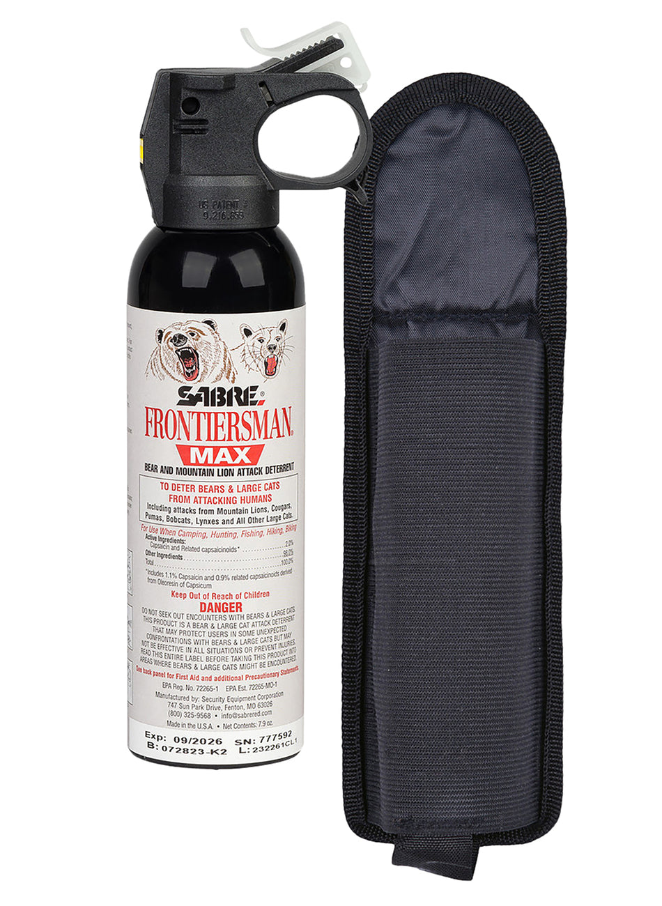 Sabre Frontiersman Capsaicinoids Bear Spray 7.9oz 40ft Range Includes Belt Holster
