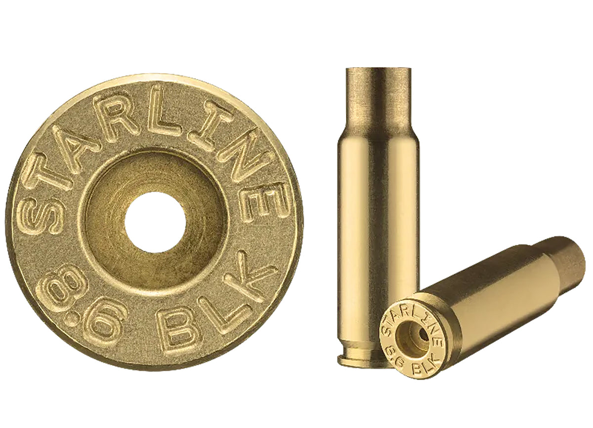 HSM 8.6 Blackout Unprimed Brass Cartridge Cases for Reloading