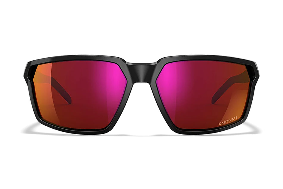 Wiley X Sierra M/L Safety Glasses, Red Mirror Polycarbonate Lens, Gloss Black Frame