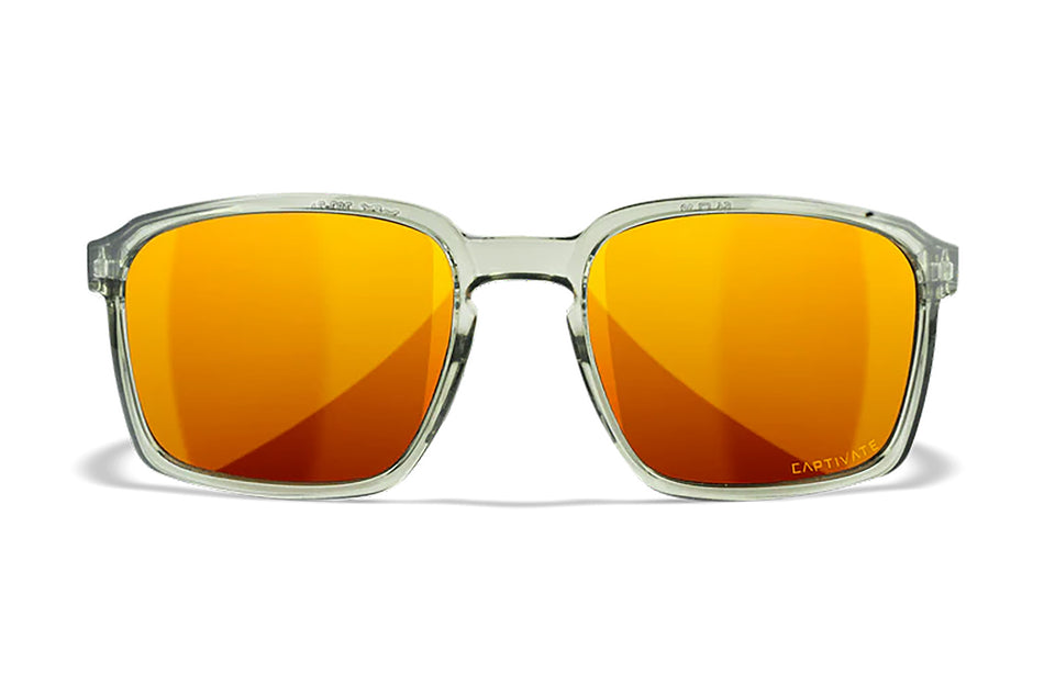 Wiley X Alfa M/L Safety Glasses, Bronze Mirror Polycarbonate Lens, Gloss Crystal Light Olive Frame