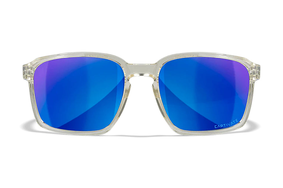 Wiley X Alfa M/L Safety Glasses, Blue Mirror Polycarbonate Lens, Clear Crystal Frame