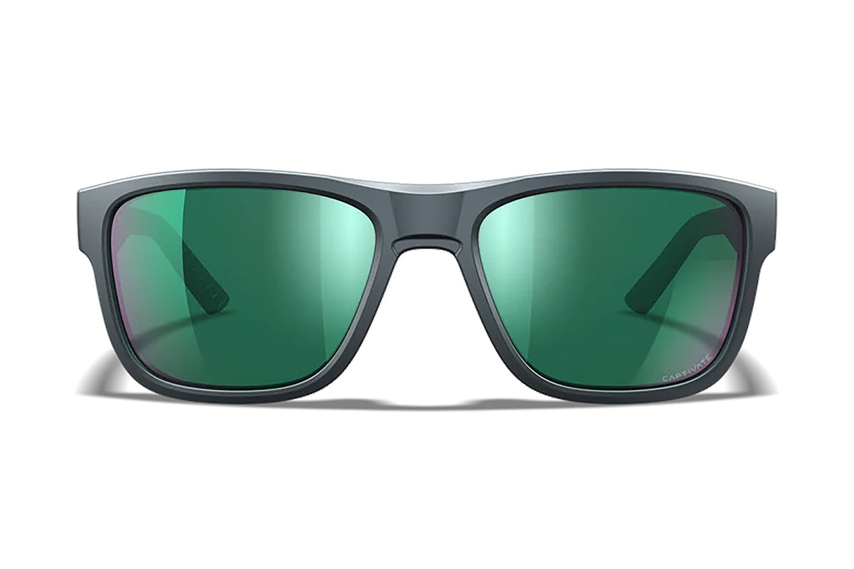 Wiley X Ovation Safety Glasses, Green Mirror Lens, Dark Gray Frame