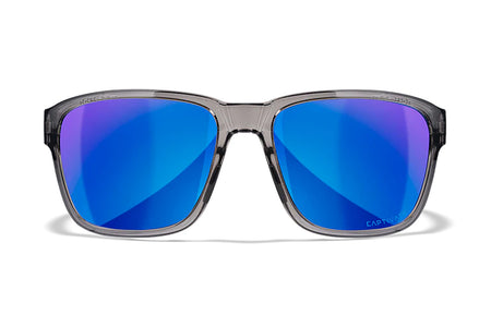 Wiley X Trek M/L Safety Glasses, Blue Mirror Polycarbonate Lens, Gloss Crystal Dark Gray Frame