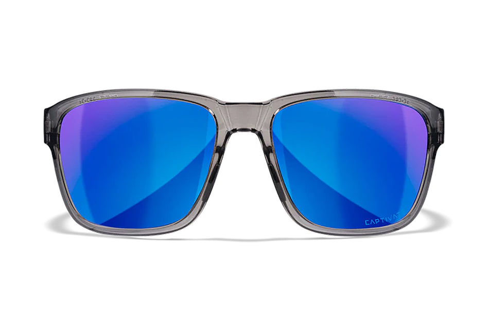 Wiley X Trek M/L Safety Glasses, Blue Mirror Polycarbonate Lens, Gloss Crystal Dark Gray Frame