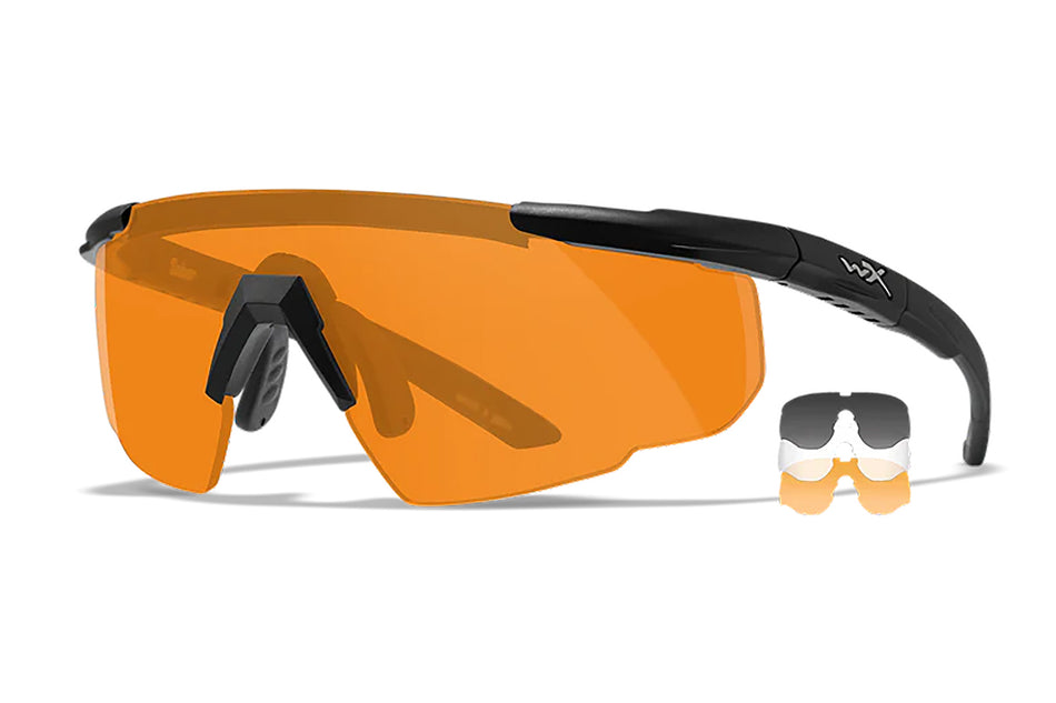 Wiley X Saber Advanced 308 Matte Black Frame Smoke Gray/Clear/Rust Lens Ballistic Eyewear
