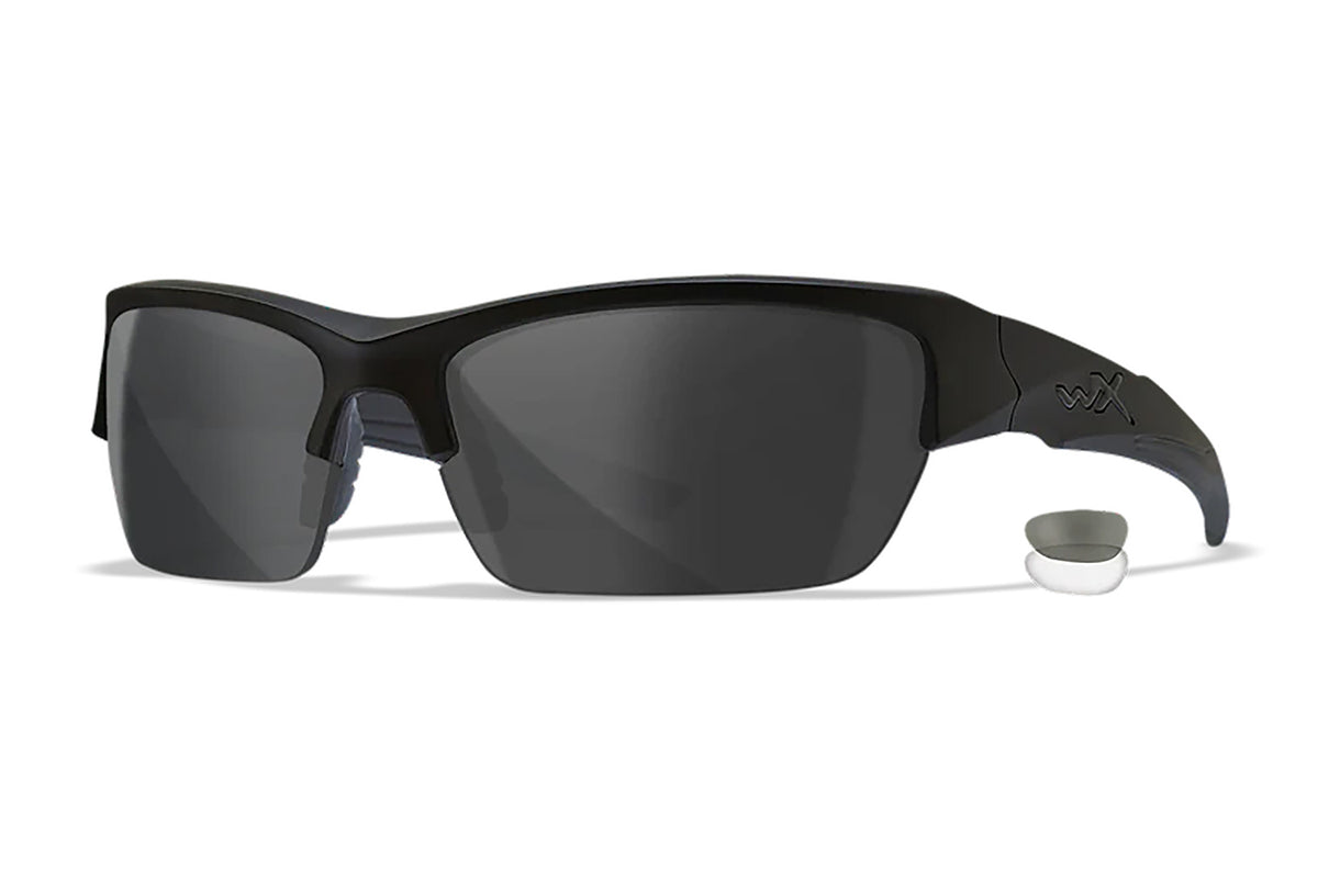 Wiley X Valor CHVAL07 Medium Matte Black Frame Smoke Gray/Clear Lens Ballistic Eyewear