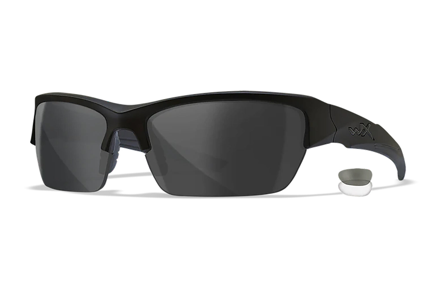 Wiley X Valor CHVAL07 Medium Matte Black Frame Smoke Gray/Clear Lens Ballistic Eyewear