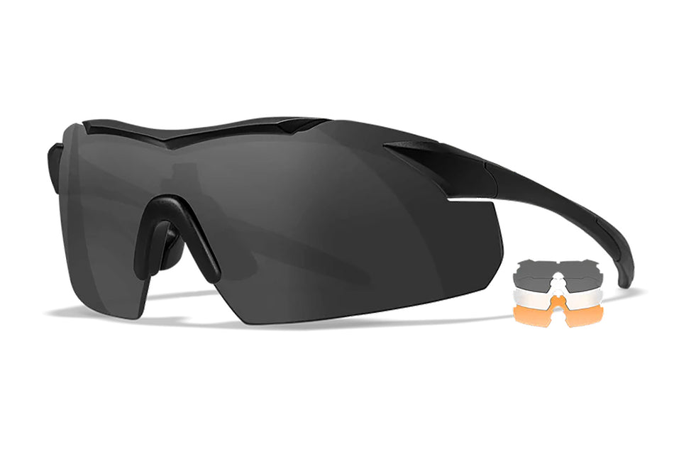 Wiley X Vapor 3502 Matte Black Frame Smoke Gray/Clear/Rust Interchangeable Lens Ballistic Eyewear