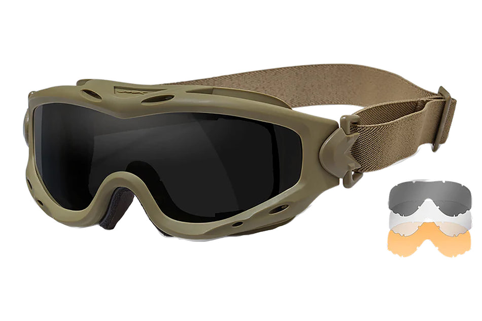 Wiley X Spear SP293T Tan Frame Smoke Gray/Clear/Rust Lens Protective Goggles