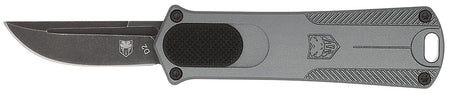 CobraTec California 952 OTF Knife CA Compliant 1.75" Drop Point D2 Steel Blade Gray Anodized Aluminum Handle