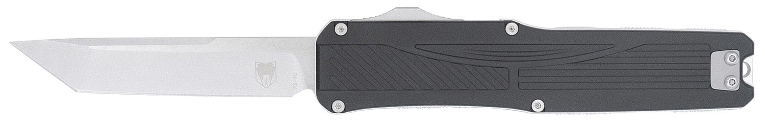 CobraTec Legend EDC OTF Knife 3.13" Stonewashed VG-10 Stainless Blade 4.75" Black Textured Aluminum Handle