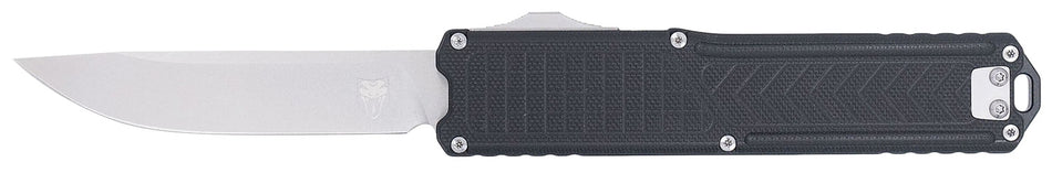 CobraTec Ranger OTF Knife 3.25" Stonewashed D2 Blade 4.75" Black Textured G10 Scales Titanium Clip