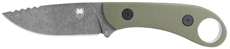 CobraTec Knives Skinner Gen II Fixed 3.50" Stonewashed D2 Blade, 4.31" OD Green Textured G10 Handle with Finger Ring