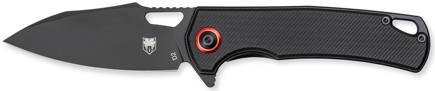 CobraTec Knives CTWOLVERINEG10 Wolverine Folding 3.13" Black Stonewashed D2 Drop Point Blade, 4.25" Black G10 Handle