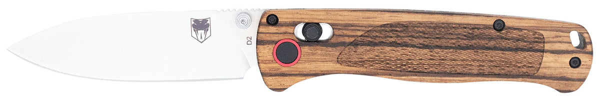 CobraTec Knives CTZWDBLDNS Zebrawood Bar Lock Folding 3" Plain Satin D2 Blade, 4.25" Zebrawood/Aluminum Handle