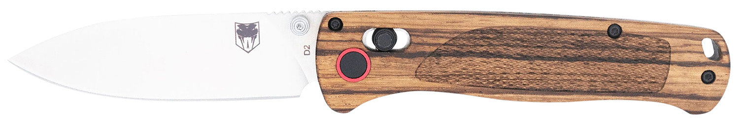 CobraTec Knives CTZWDBLDNS Zebrawood Bar Lock Folding 3" Plain Satin D2 Blade, 4.25" Zebrawood/Aluminum Handle