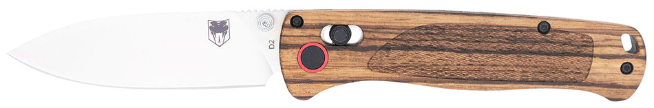 CobraTec Knives CTZWDBLDNS Zebrawood Bar Lock Folding 3" Plain Satin D2 Blade, 4.25" Zebrawood/Aluminum Handle