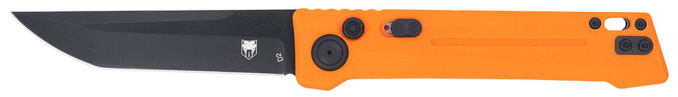 CobraTec Knives CTIFRORG Inferno OTF 3.50" Tanto Plain Black TiCN D2 Blade, 4.75" Blaze Orange Textured Handle Ambidextrous Clip