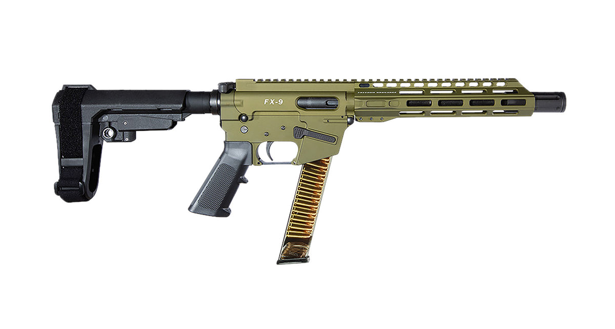 Freedom Ordnance FX9P10S-ODG 9mm Luger 10" Pistol - OD Green, SBA3 Brace