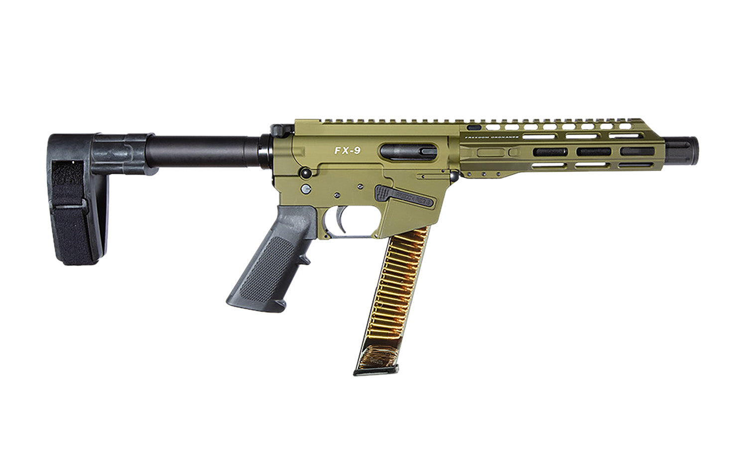 Freedom Ordnance FX9P8SBM-ODG 9mm Luger 8" Pistol - OD Green, SB Mini Brace