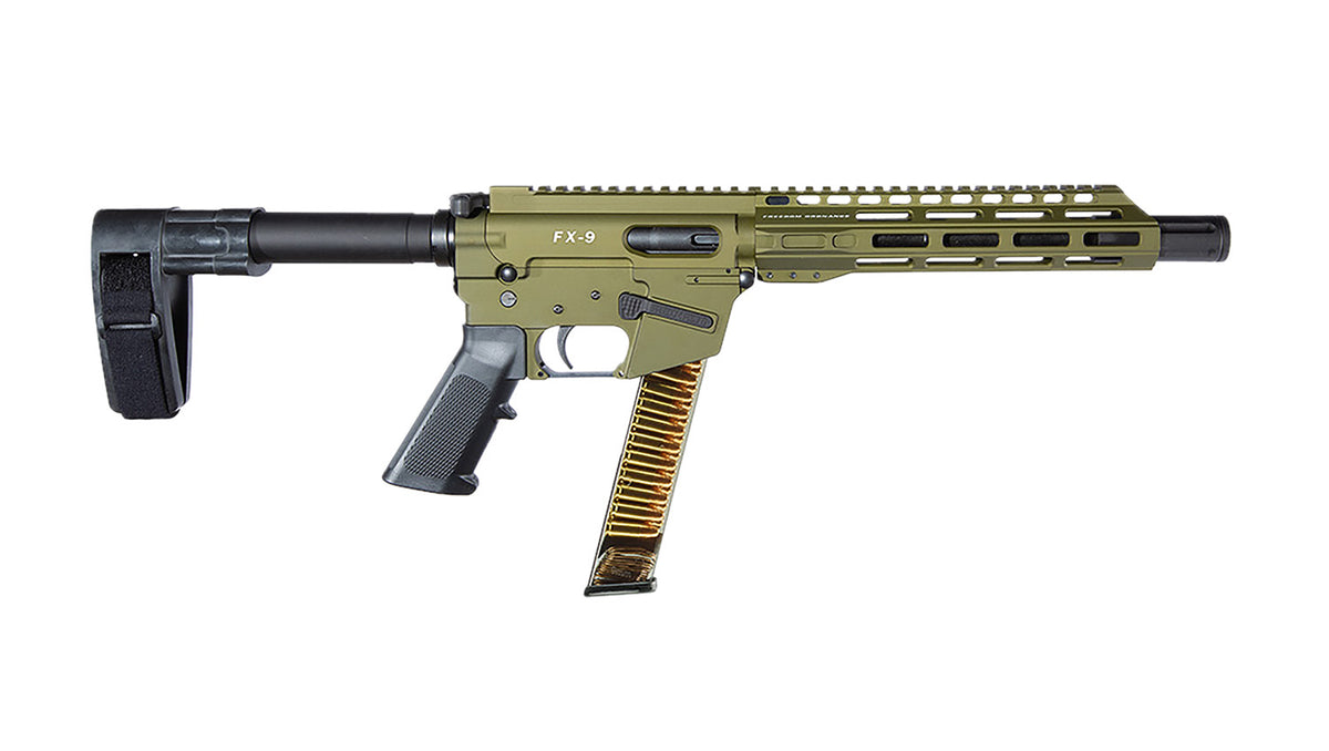 Freedom Ordnance FX9P10SBM-ODG 9mm Luger 10" Pistol - OD Green, SB Mini Brace