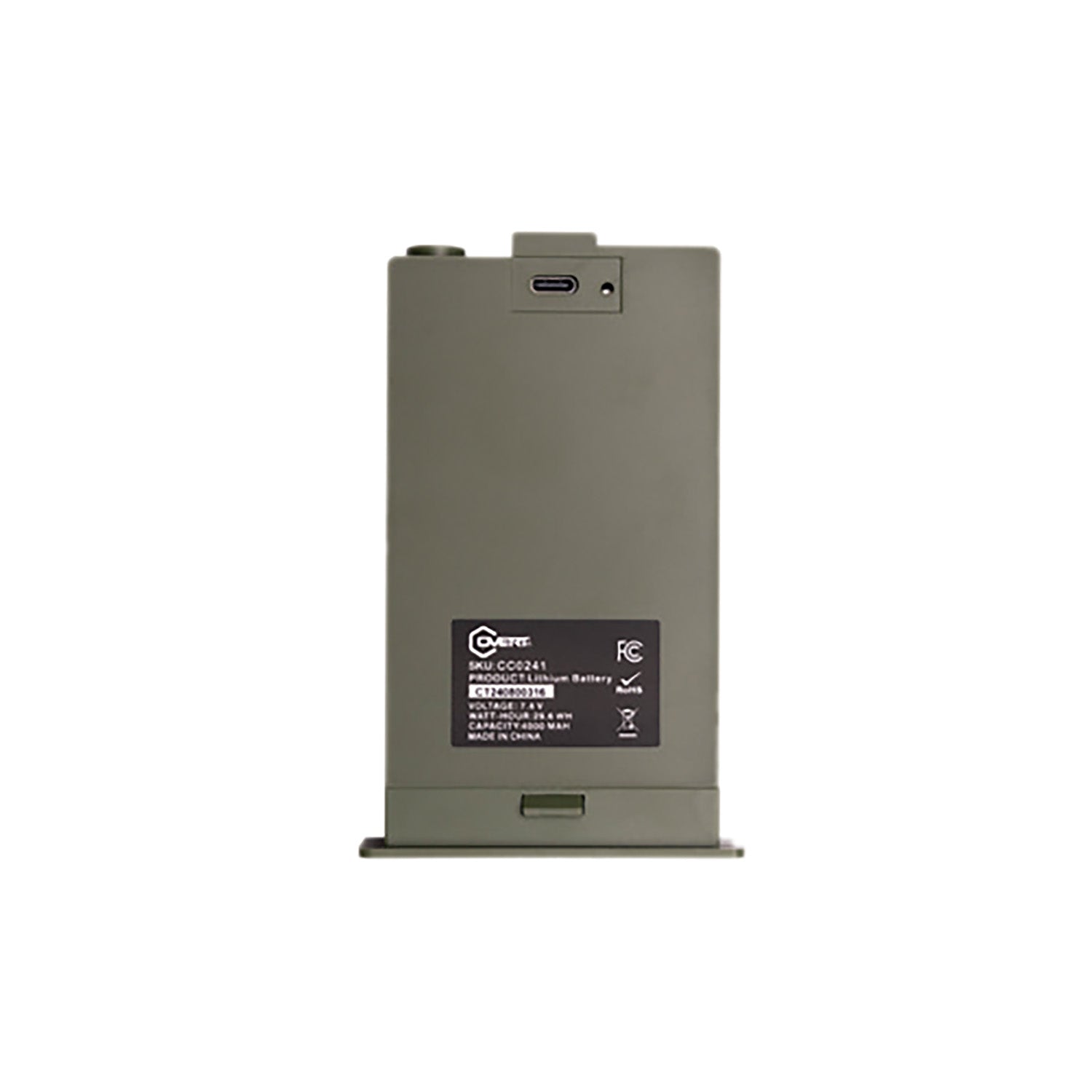 Covert CC0241 Rechargeable Lithium Battery Pack 4000mAh 7.4V 29.6WH OD Green