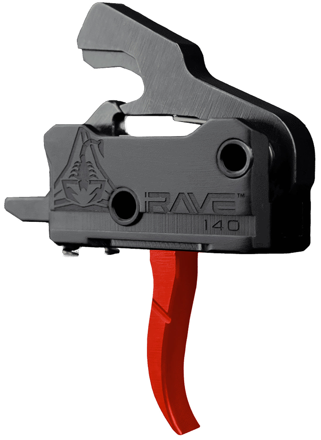 Rise Armament T017RED Rave 140 AR Trigger Black/Red Curved with Anti-Walk Pins