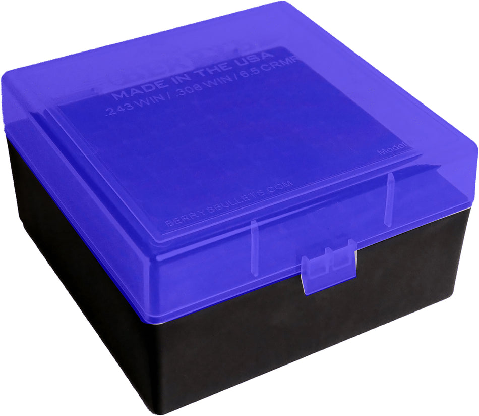 Berry's 87439 100-Round Ammo Storage Box Blue/Black Polypropylene Flip-Top