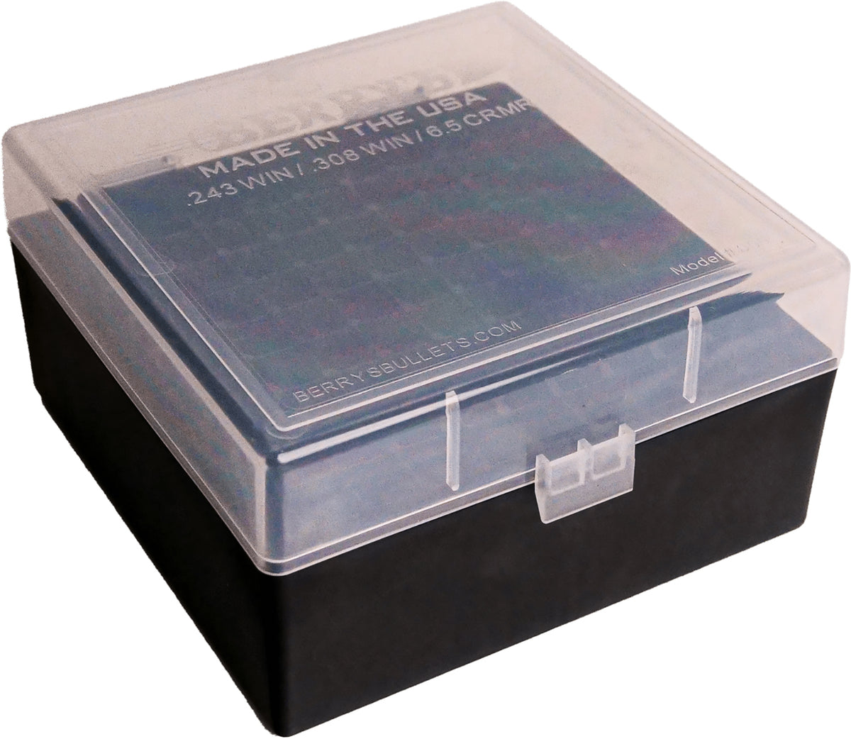 Berry's 25338 100-Round Ammo Storage Box Clear/Black Polypropylene Flip-Top